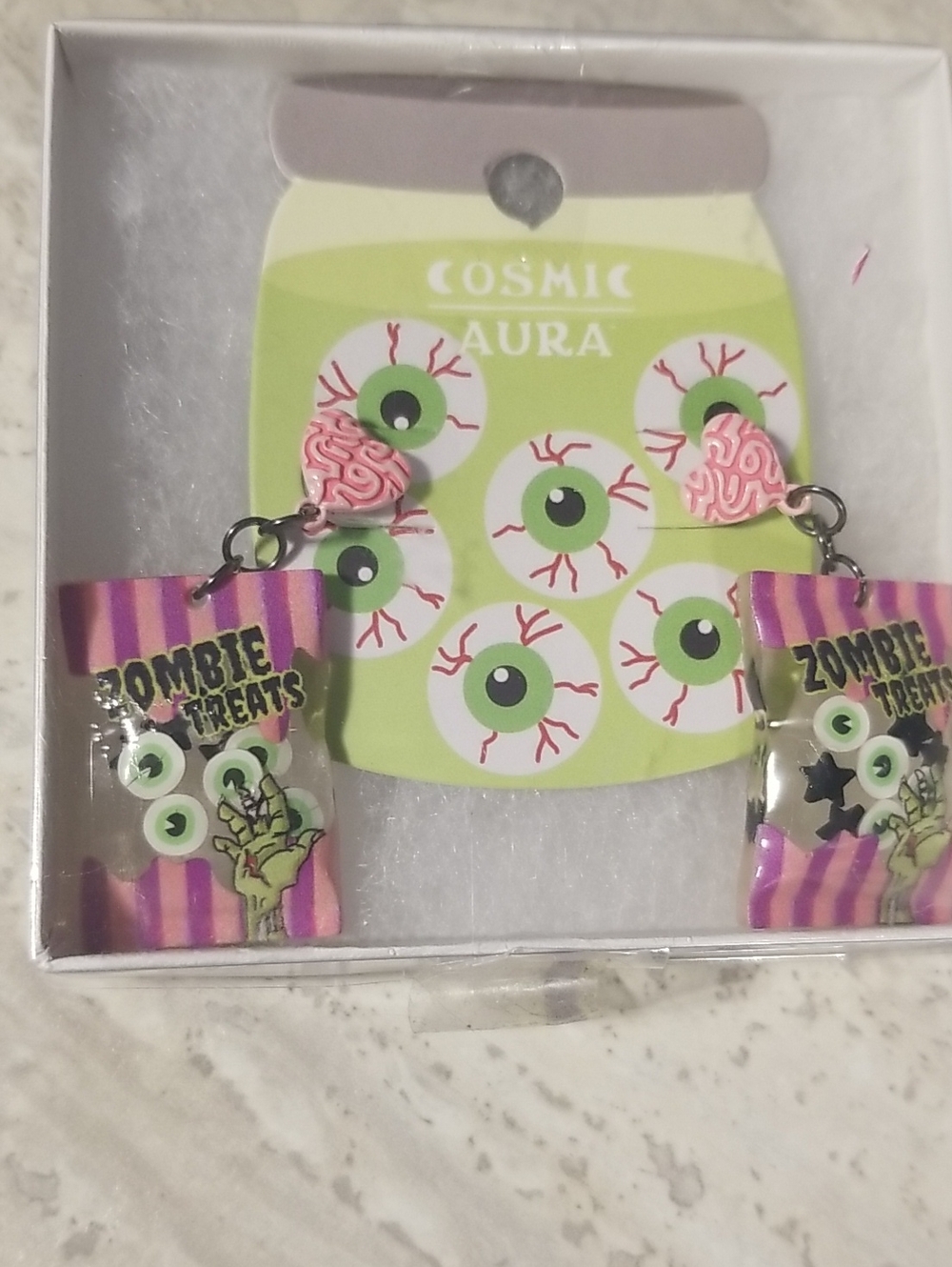 Pink & Green Zombie Treats Earrings